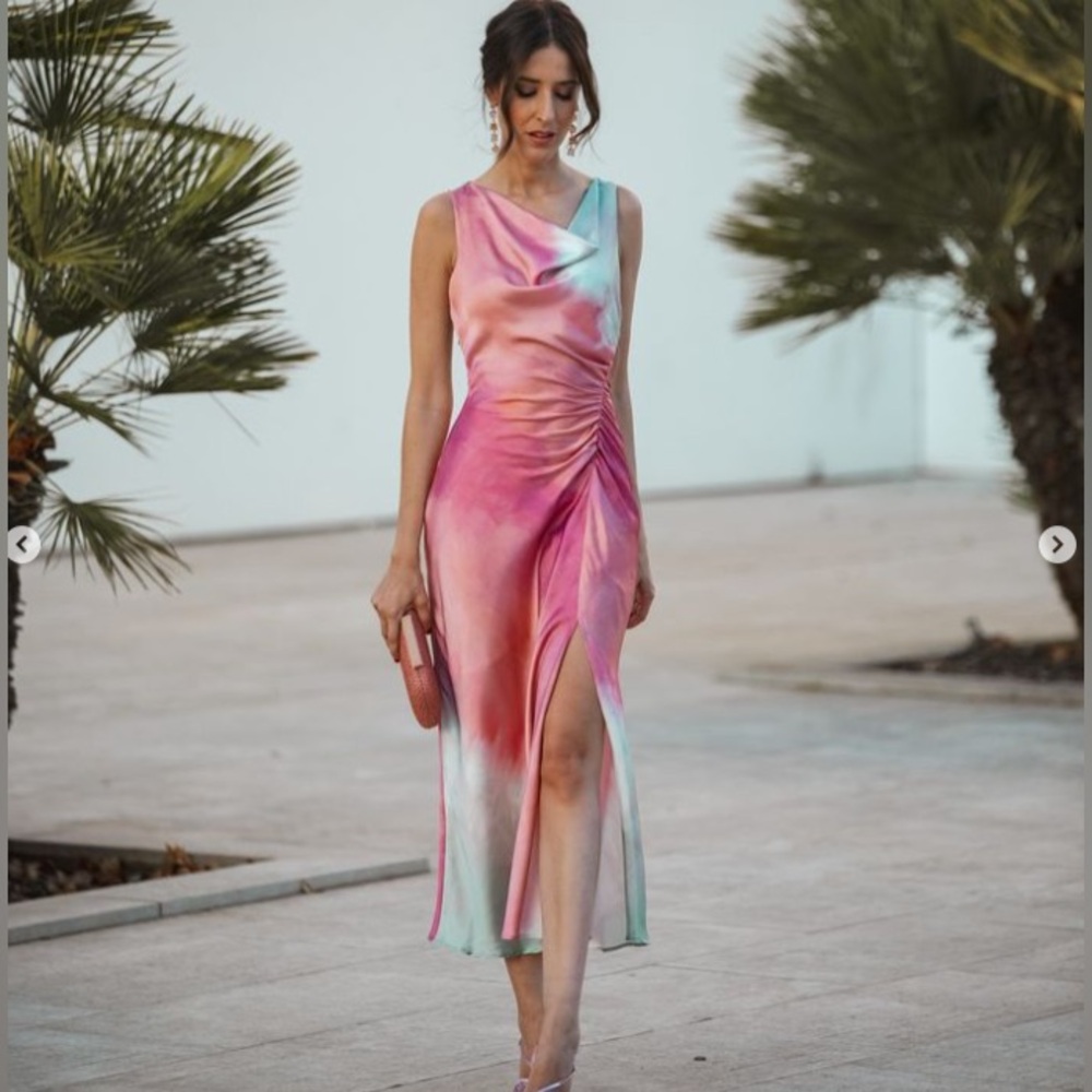 Tie Die multicolour print dress zara 8346/201
